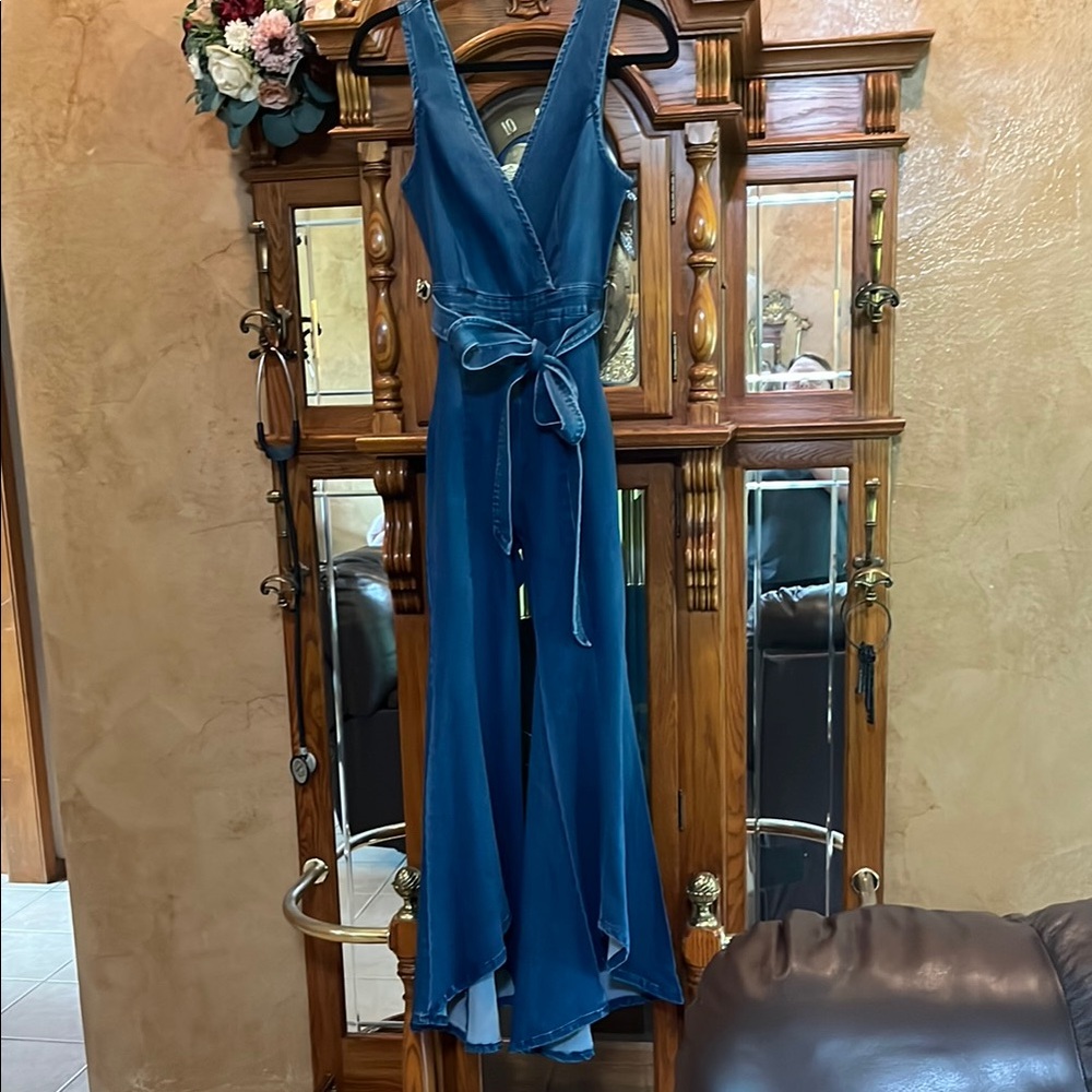 Vici Blue Denim Sleeveless Jumpsuit